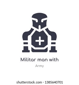 militar man with protection icon. isolated militar man with protection icon vector illustration from army collection. editable sing symbol can be use for web site and mobile app