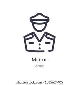 militar outline icon. isolated line vector illustration from army collection. editable thin stroke militar icon on white background