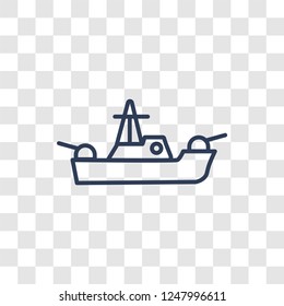 militar ship icon. Trendy linear militar ship logo concept on transparent background from army and war collection