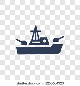 militar ship icon. Trendy militar ship logo concept on transparent background from army and war collection