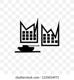 Militar tank in city street vector icon isolated on transparent background, Militar tank in city street logo concept