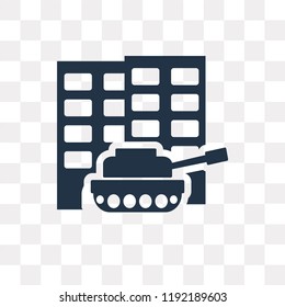 Militar tank in city street vector icon isolated on transparent background, Militar tank in city street transparency concept can be used web and mobile