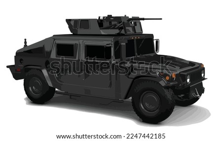 military 3d us car suv Vehicle V8 turbo diesel gun art big tire soldier H1 H2 war design vector template black speed off road modern isolated white AM general background