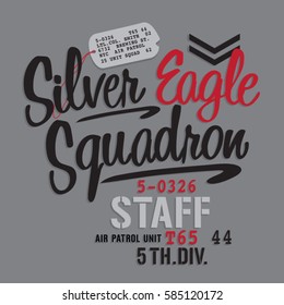 Military air force  squadron typography, tee shirt graphics, vectors