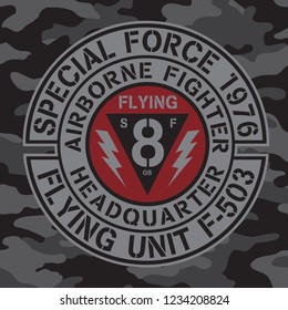 Military air force  typography, tee shirt graphics, vectors