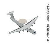Military air forces isometric icon with awacs plane with radar 3d vector illustration