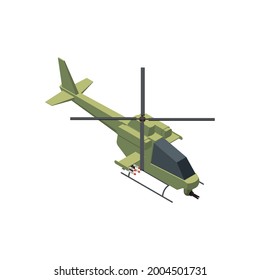 Military air forces isometric icon with bell oh58 kiowa helicopter 3d vector illustration