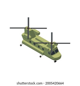 Military air forces isometric icon with boeing ch47 chinook 3d vector illustration