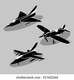Military Air planes vector image design set. 