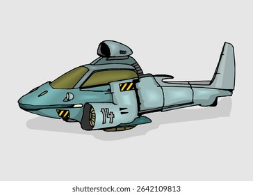 Military aircraft in action vector drawing of Helicopter, transport plane, fighter plane, medic helicopter, fighter aircraft, supersonic bomber