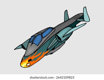 Military aircraft in action vector drawing of Helicopter, transport plane, fighter plane, medic helicopter, fighter aircraft, supersonic bomber
