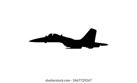 military aircraft, black isolated silhouette