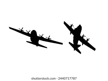 Military Aircraft Black Vector Silhouette 