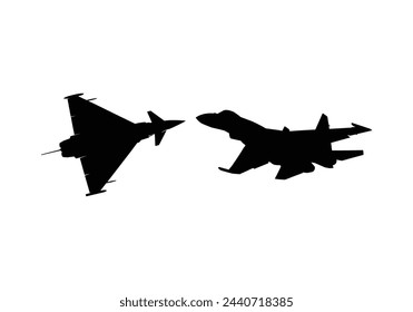 Military Aircraft black vector Silhouette