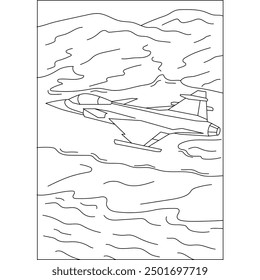 military aircraft coloring book page for kids and adults creative coloring mindful relaxation activity