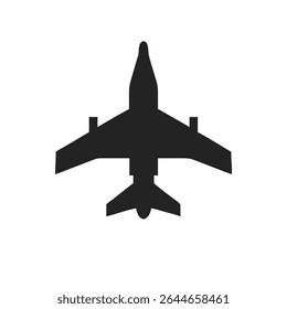 Military aircraft icon silhouette.Vector logo of a airplane. Illustration side view isolated on white background.