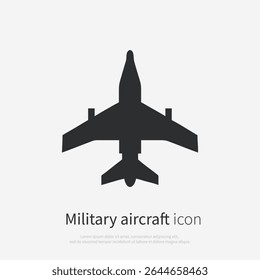 Military aircraft icon silhouette.Vector logo of a airplane. Illustration side view isolated on white background.