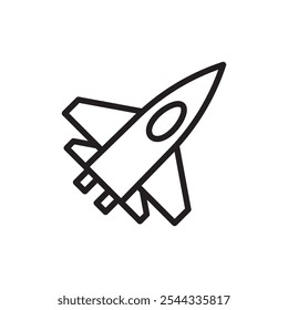 Ilustración de línea delgada plana de Vector de icono de aeronave militar