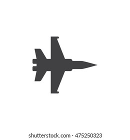 Military Aircraft Icon Vector, Plane Solid Logo Illustration, Jet Fighter Pictogram Isolated On White