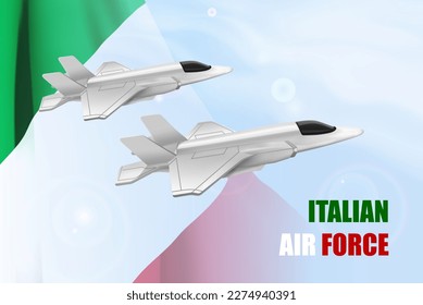 Military aircraft with Italy flag. Air Force Day. 28 March, Italian Air Force. EPS10 vector