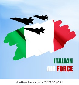 Military aircraft with Italy flag. Italian Air Forces. EPS10 vector