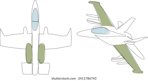 military aircraft line drawing, sketch vector