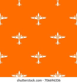 Military aircraft pattern repeat seamless in orange color for any design. Vector geometric illustration