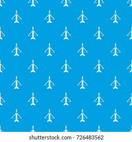 Military aircraft pattern repeat seamless in blue color for any design. Vector geometric illustration