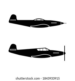 Military Aircraft Planes. Pictogram Depicting New And Old Aircraft Machines Used In Aerial Warfare. Jet Powered Vs Propeller Fighter Planes. EPS Vector