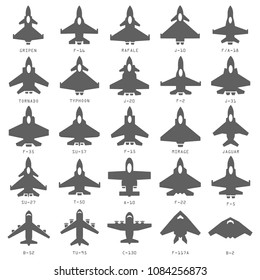 Military aircraft set icon vector. Symbol for your web site design, logo, app, UI. Vector illustration, EPS