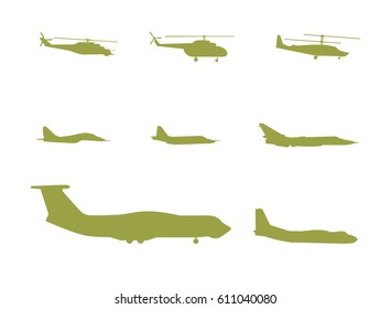 Military aircraft set - vector illustration