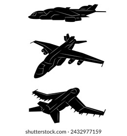 military aircraft silhouette, on a white background vector