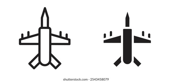 Icono de Vector de aeronave militar en negro.