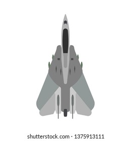 Military Aircraft Vector Icon Top View. Aviation Air Fighter Jet. War Plane Advanced. Interceptor Speed Game Navy Vehicle