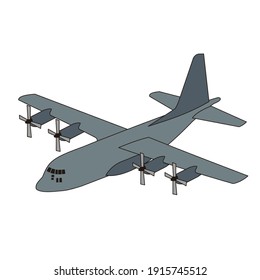 gráfico vectorial de avión militar. avión de guerra volando