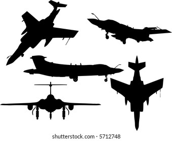 military airplane vector shilouettes