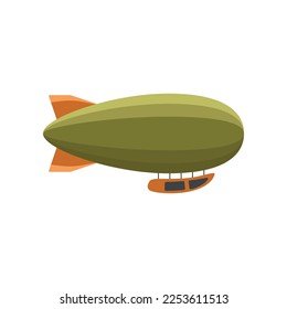 Military airship vector illustration. Vintage dirigible or zeppelin for carrying passengers isolated on white background. Transportation, tourism, aviation industry concept