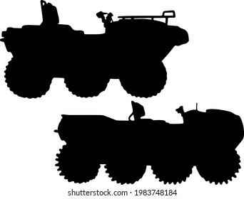 Military all-terrain vehicles in a set. Vector image.