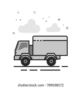 Military ambulance icon in flat outlined grayscale style. Vector illustration.
