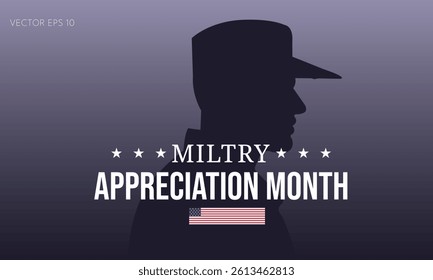 Military Appreciation Month Design with Gray Background and Flag