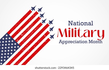 Military Appreciation Month (NMAM) is celebrated every year in May and is a declaration that encourages U.S. citizens to observe the month in a symbol of unity. Vector illustration