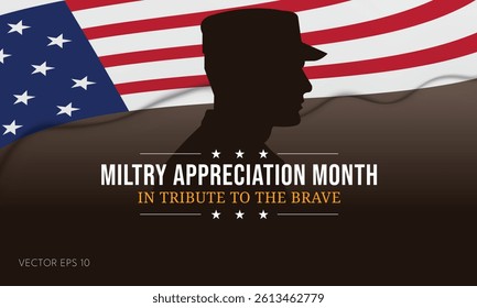 Military Appreciation Tribute Design with American Flag and Soldier