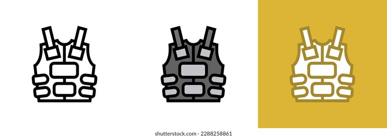 Military Armor Icon, This icon represents military armor, a type of protective gear worn by military personnel for defense against ballistic and explosive threats