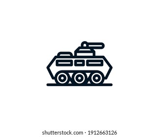 Military Armored Tank Icon Outline