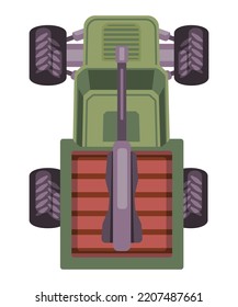 Military Armored Vehicle Top View Graphic Game Asset Truck With Gun