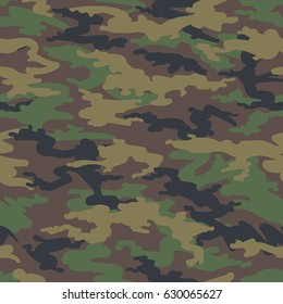 Military Army Camo Background. Vector Woodland Hunting Camoflauge Seamless Pattern