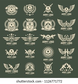 Military Army like Badges Logos Set. Vector Logos Collection Template