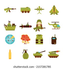 Military Army Objects. Vector Illustration of War Symbols.