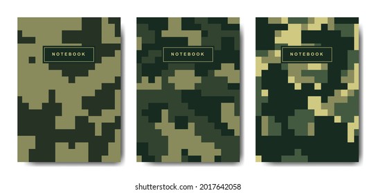 Military and army pixel camouflage cover notebook