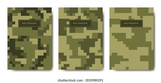 Military and army pixel camouflage cover notebook